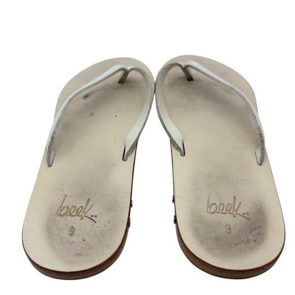 BEEK Sunbeam Leather Flip Flop Sandals Slip On Shoes Women Size 9 White- $139 - Picture 8 of 10